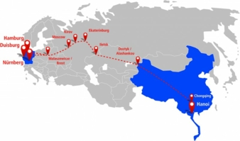 Rail Eurasia Route Duisburg - Hanoi Photo: Hellmann