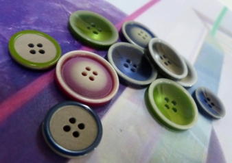 Buttons attract attention for their size and shape alone. Seen at Kahage-Butonia Group