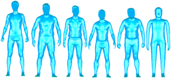 Abb. 2: 3D-CAD-Daten - Polygonmodelle (5 Testpersonen, Manikin)